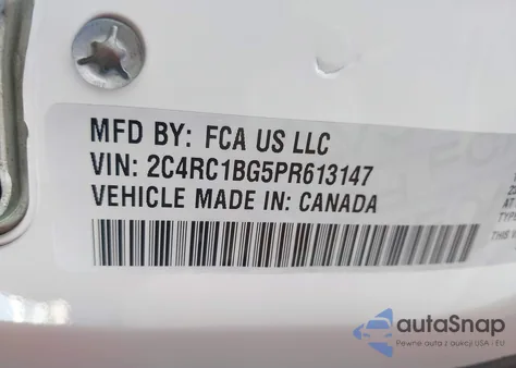 2023 Chrysler Pacifica Touring L из США, поврежденный, VIN 2C4RC1BG5PR613147